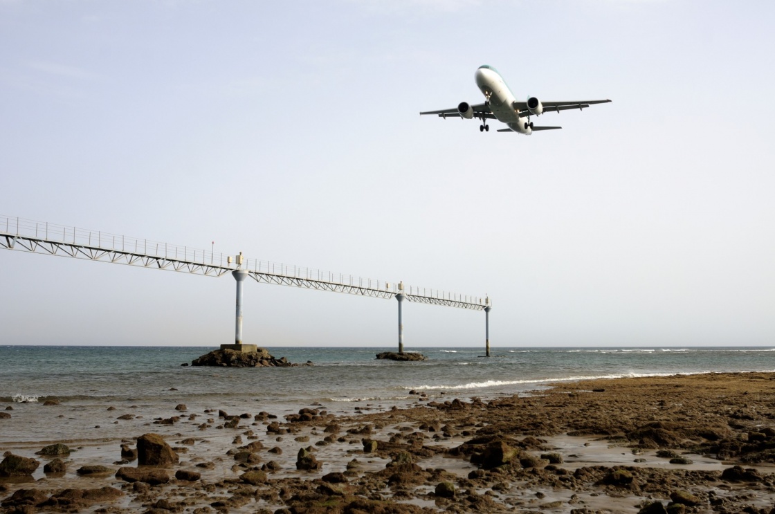 'Civil aircraft taking off at an airfield in Lanzarote' - Kanariansaaret